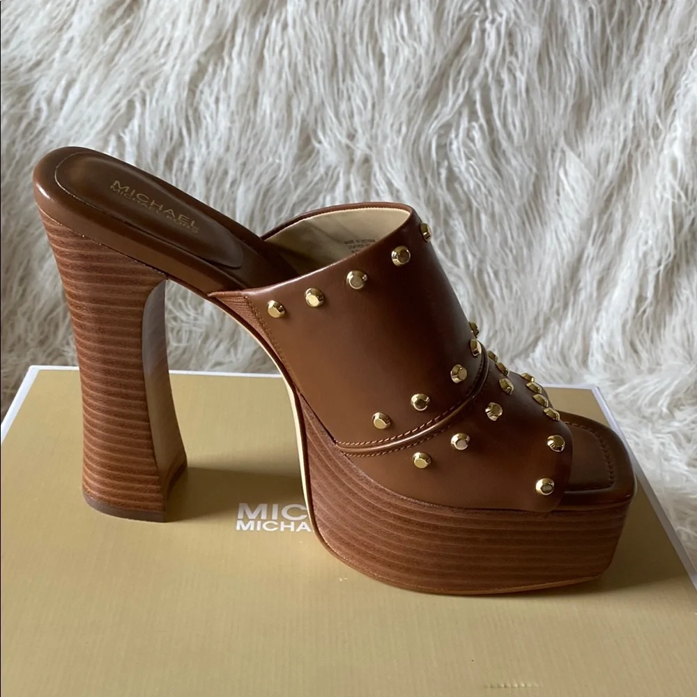 🔥 NWT 🔥 Michael Kors Jagger Platform Mule, Luggage, Size 9 - Picture 8 of 14